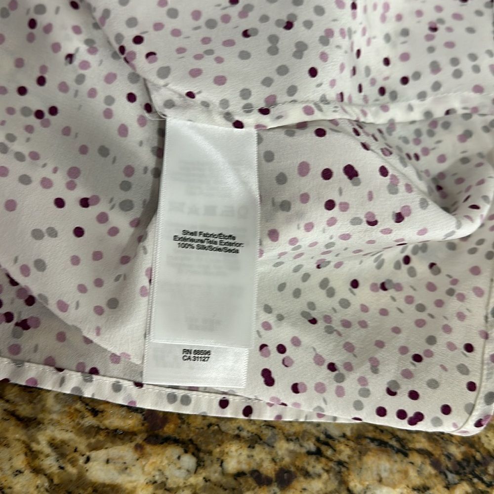Donna Karan Silk Polka Dot Button Closure Long Sleeve Blouse Size M - Picture 7 of 12